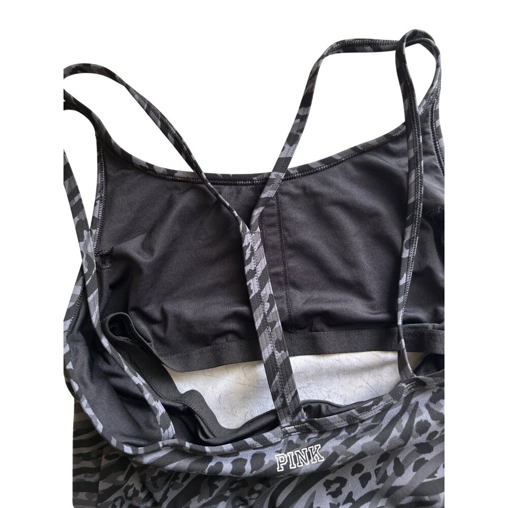 Victorias Secret PINK Gray Black Animal Print Tank Top M Workout Activewear - Picture 6 of 6